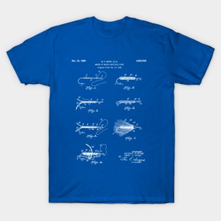 Fly Fishing Patent - Fisherman Art - Blueprint T-Shirt